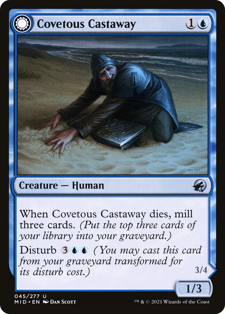 Covetous Castaway // Ghostly Castigator (MID-045) - Innistrad: Midnight Hunt: (Double Faced Transform)