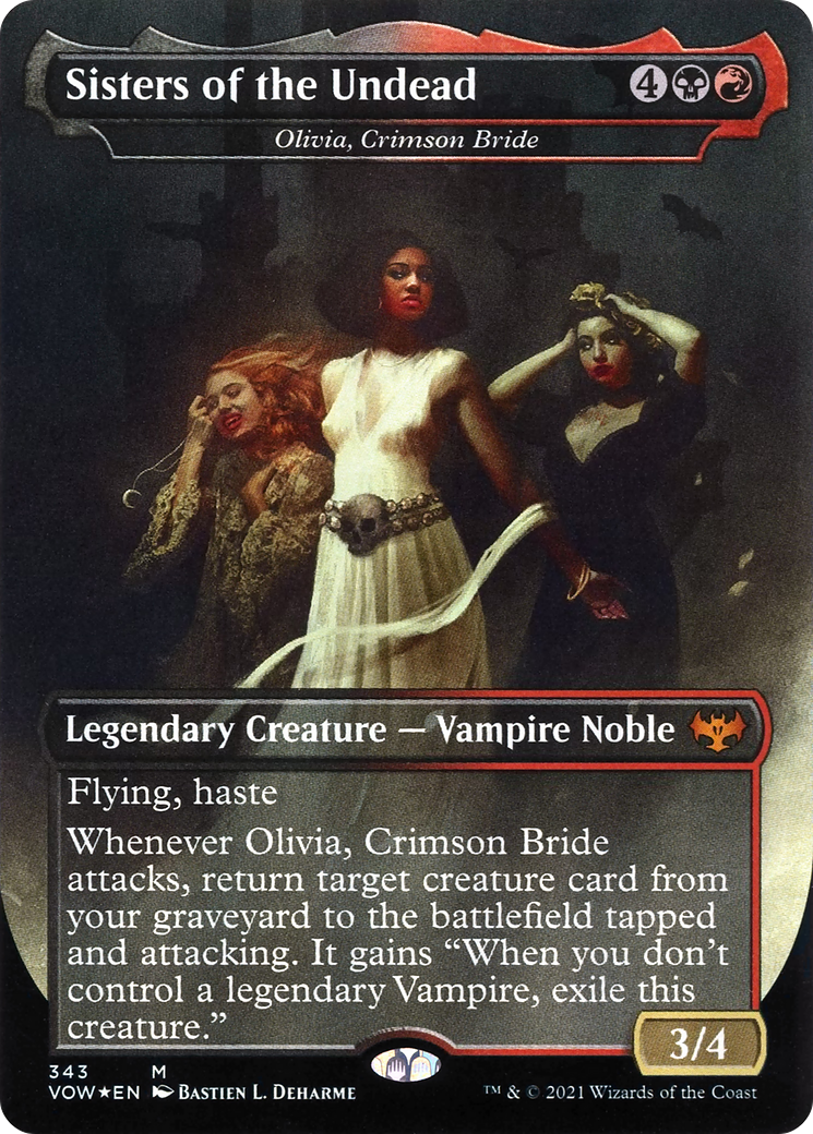 Olivia, Crimson Bride (VOW-343) - Innistrad: Crimson Vow / Sisters of the Undead (Borderless) Foil