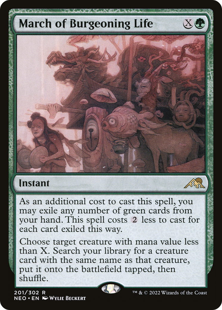 March of Burgeoning Life (NEO-201) - Kamigawa: Neon Dynasty Foil