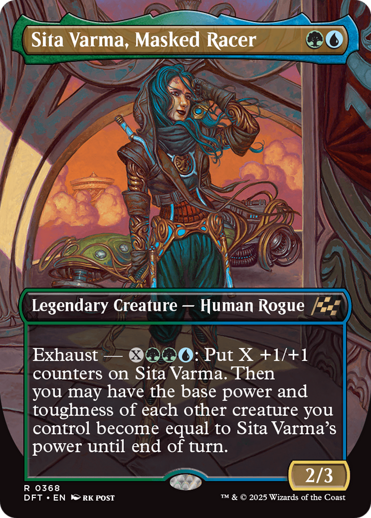 Sita Varma, Masked Racer (DFT-368) - Aetherdrift (Borderless) Foil