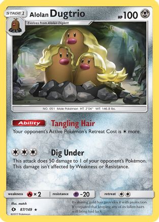 Alolan Dugtrio 087/149  - Reverse Holofoil SM Base Set - Holo Rare