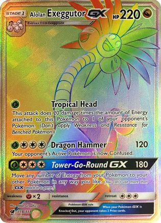 Alolan Exeggutor GX (Secret) 118/111  - Holofoil SM  Crimson Invasion - Secret Rare