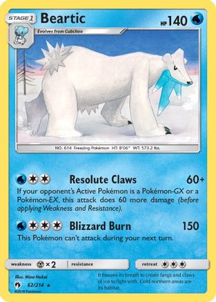 Beartic 062  - Reverse Holofoil SM  Lost Thunder - Rare