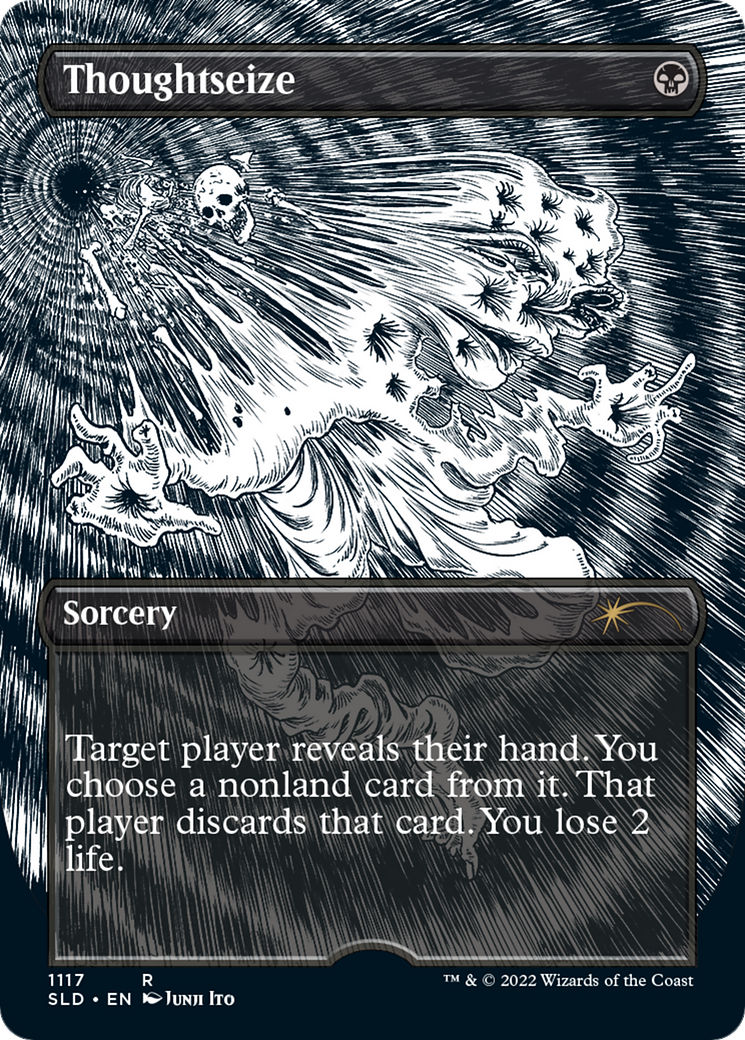 Thoughtseize (SLD-1117) - Secret Lair Drop (Borderless) Etched Foil
