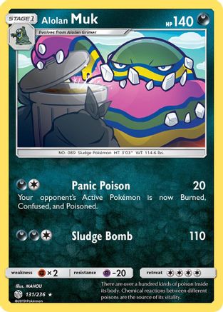 Alolan Muk 131/236  - Reverse Holofoil SM  Cosmic Eclipse - Rare