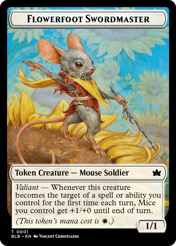 Flowerfoot Swordmaster (BLB-001) - Bloomburrow Tokens