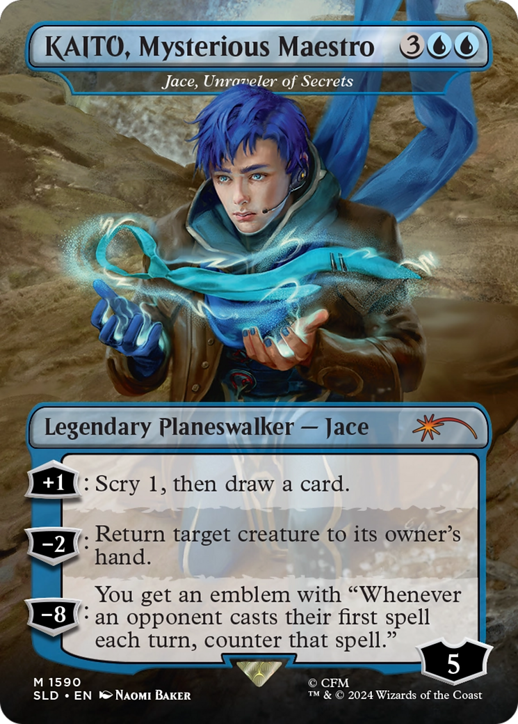 Jace, Unraveler of Secrets (SLD-1590) - Secret Lair Drop / KAITO, Mysterious Maestro (Borderless) Foil