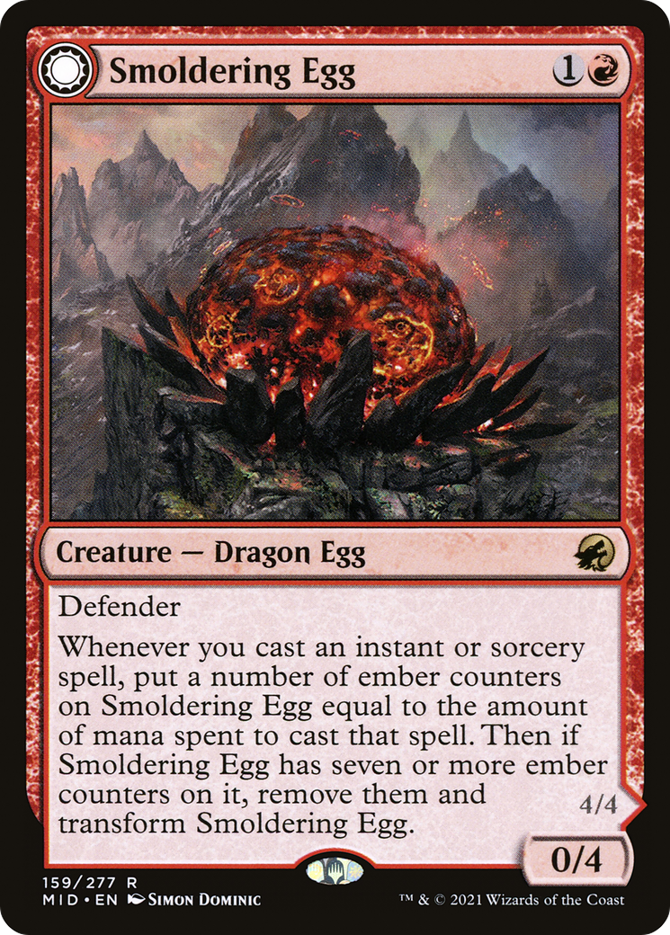 Smoldering Egg // Ashmouth Dragon (MID-159) - Innistrad: Midnight Hunt: (Double Faced Transform)