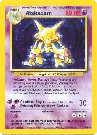 Alakazam 001/102  - 1st Edition Holofoil Base Set - Holo Rare