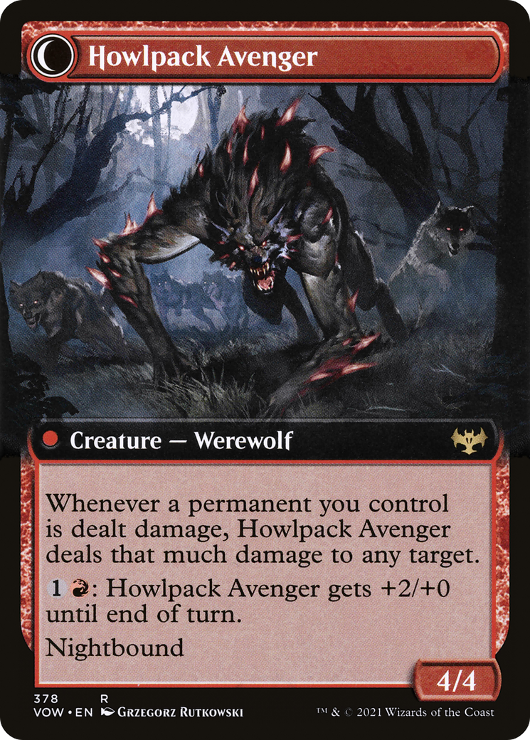 Ill-Tempered Loner // Howlpack Avenger (VOW-378) - Innistrad: Crimson Vow: (Extended Art, Double Faced Transform)