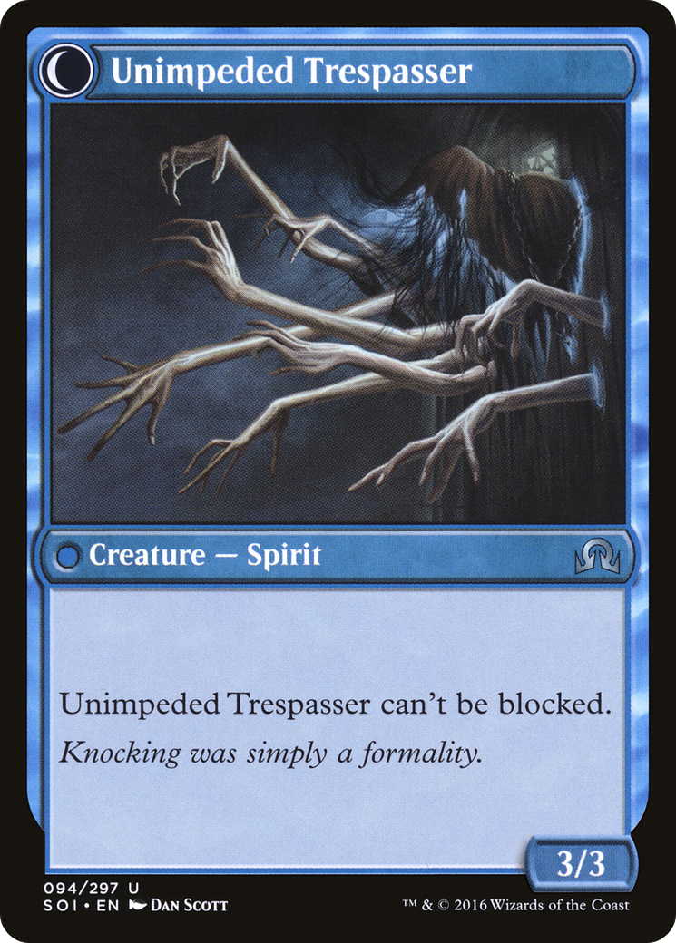 Uninvited Geist // Unimpeded Trespasser (SOI-094) - Shadows over Innistrad: (Double Faced Transform)