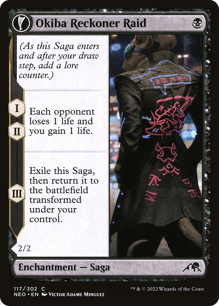 Okiba Reckoner Raid // Nezumi Road Captain (NEO-117) - Kamigawa: Neon Dynasty: (fandfc, enchantment) Foil