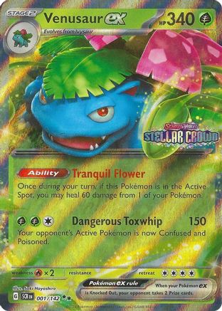 Venusaur ex (Stellar Crown Stamp) 001  - Holofoil Miscellaneous Cards & Products - Double Rare