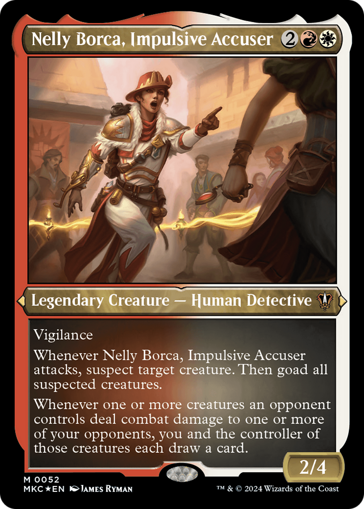 Nelly Borca, Impulsive Accuser (MKC-052) - Murders at Karlov Manor Commander Etched Foil