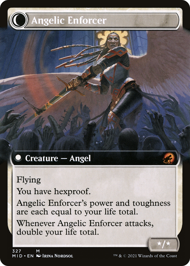 Enduring Angel // Angelic Enforcer (MID-327) - Innistrad: Midnight Hunt: (Extended Art, Double Faced Transform)