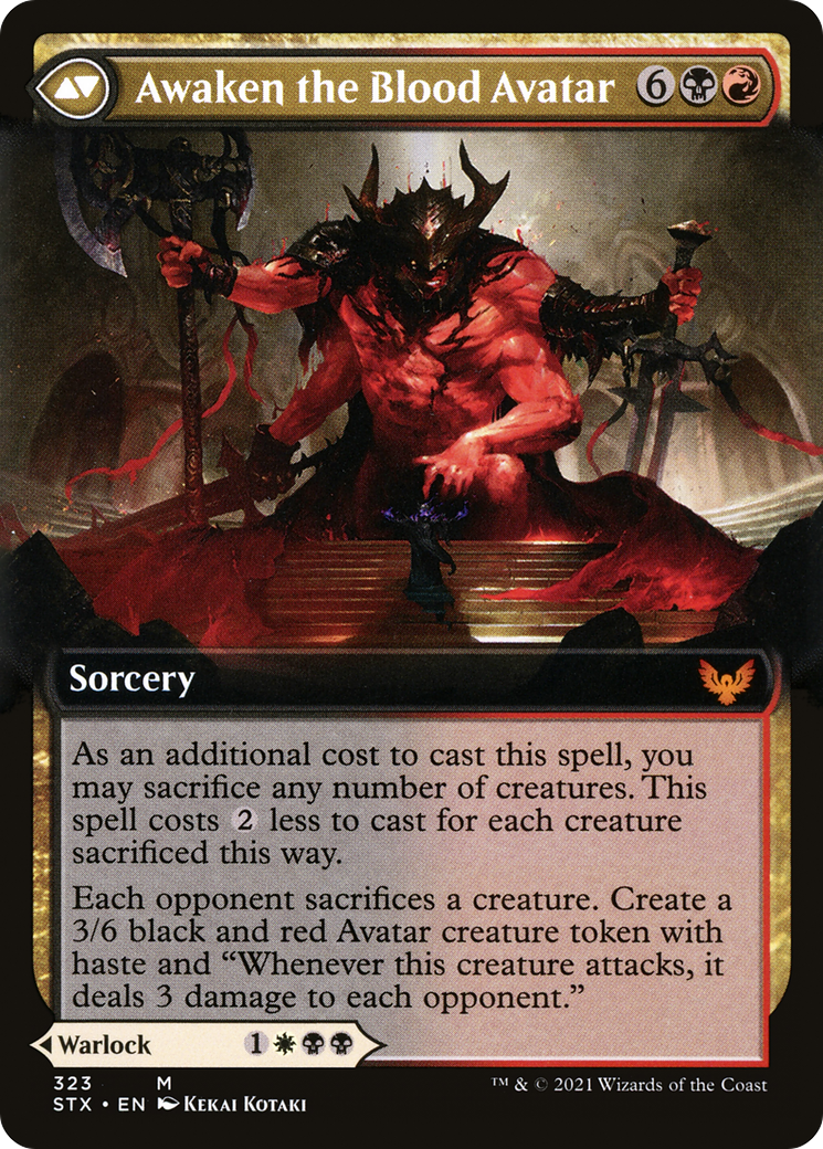 Extus, Oriq Overlord // Awaken the Blood Avatar (STX-323) - Strixhaven: School of Mages: (Extended Art) Foil