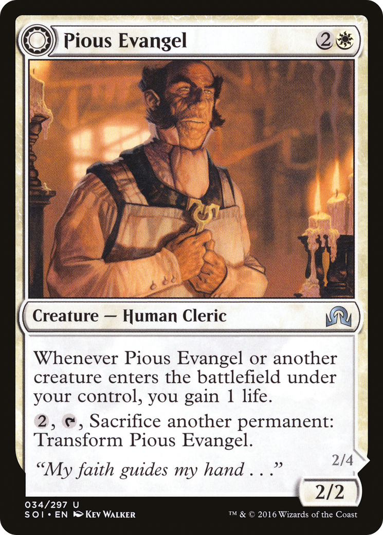 Pious Evangel // Wayward Disciple (SOI-034) - Shadows over Innistrad: (Double Faced Transform)