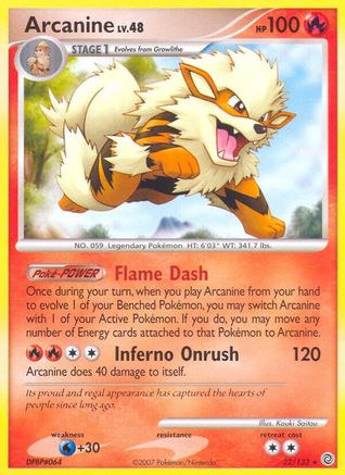 Arcanine 022/132  - Reverse Holofoil Secret Wonders - Rare