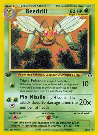 Beedrill 018/75  - 1st Edition Neo Discovery - Rare