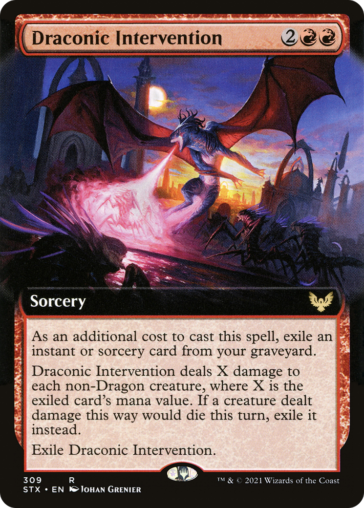 Draconic Intervention (STX-309) - Strixhaven: School of Mages: (Extended Art) Foil