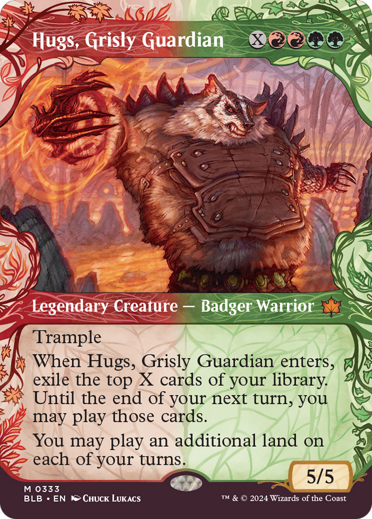 Hugs, Grisly Guardian (BLB-333) - Bloomburrow: (Showcase) (Borderless) Foil