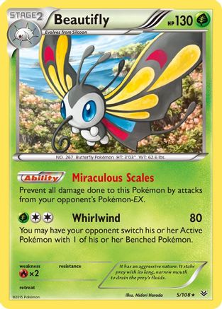 Beautifly 005/108  - Reverse Holofoil XY  Roaring Skies - Holo Rare