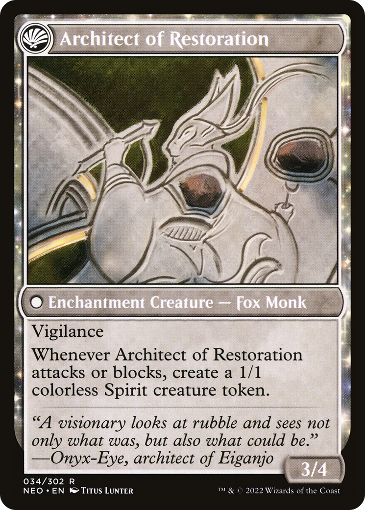 The Restoration of Eiganjo // Architect of Restoration (NEO-034) - Kamigawa: Neon Dynasty: (fandfc, enchantment) Foil