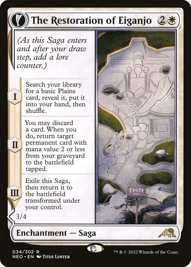The Restoration of Eiganjo // Architect of Restoration (NEO-034) - Kamigawa: Neon Dynasty: (fandfc, enchantment) Foil