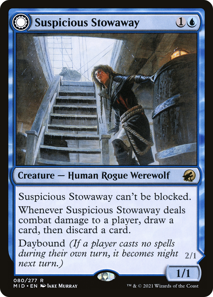 Suspicious Stowaway // Seafaring Werewolf (MID-080) - Innistrad: Midnight Hunt: (Double Faced Transform)