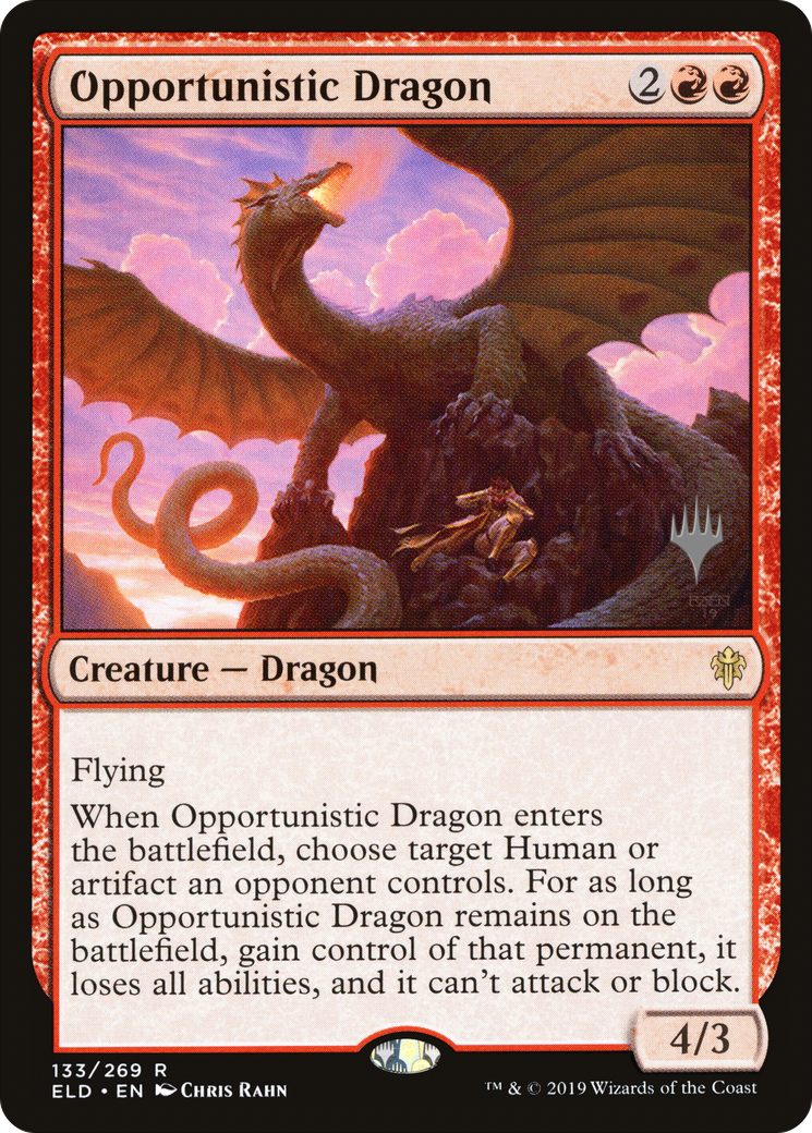 Opportunistic Dragon (PPELD-133P) - Throne of Eldraine Promos