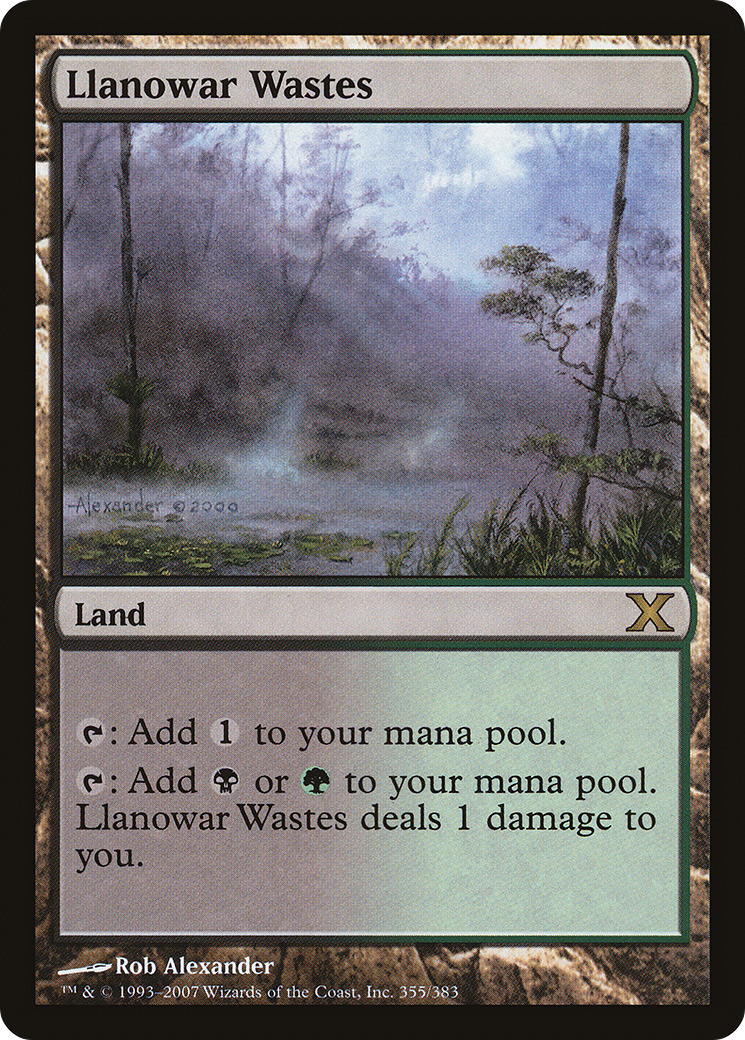 Llanowar Wastes (10E-355) - Tenth Edition Foil